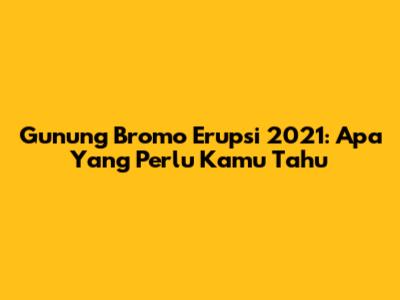 Gunung Bromo Erupsi 2021: Apa Yang Perlu Kamu Tahu