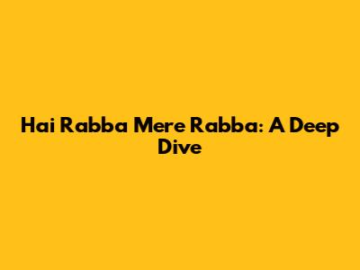 Hai Rabba Mere Rabba: A Deep Dive