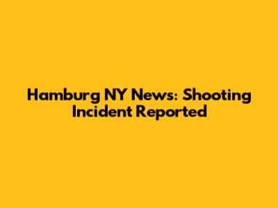 Hamburg NY News: Shooting Incident Reported