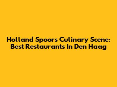 Holland Spoor's Culinary Scene: Best Restaurants In Den Haag