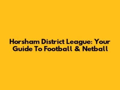 Horsham District League: Your Guide To Football & Netball
