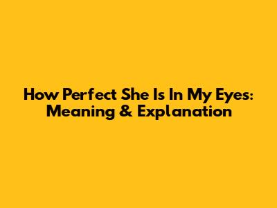How Perfect She Is In My Eyes: Meaning & Explanation