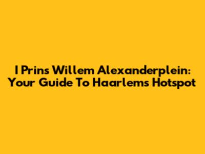 I Prins Willem Alexanderplein: Your Guide To Haarlem's Hotspot