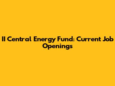II Central Energy Fund: Current Job Openings