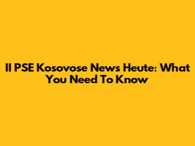 II PSE Kosovose News Heute: What You Need To Know