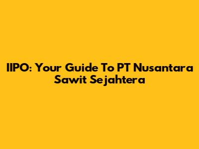 IIPO: Your Guide To PT Nusantara Sawit Sejahtera
