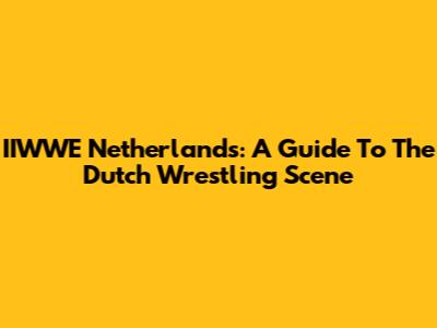 IIWWE Netherlands: A Guide To The Dutch Wrestling Scene