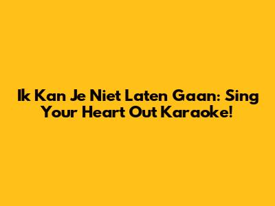 Ik Kan Je Niet Laten Gaan: Sing Your Heart Out Karaoke!