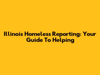 Illinois Homeless Reporting: Your Guide To Helping