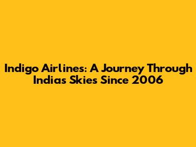 Indigo Airlines: A Journey Through India's Skies Since 2006