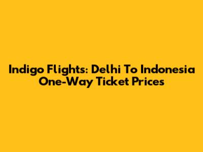 Indigo Flights: Delhi To Indonesia One-Way Ticket Prices