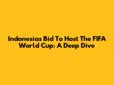 Indonesia's Bid To Host The FIFA World Cup: A Deep Dive