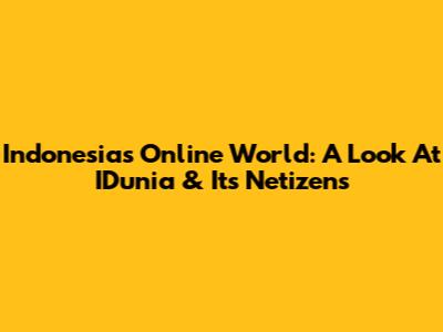 Indonesia's Online World: A Look At IDunia & Its Netizens