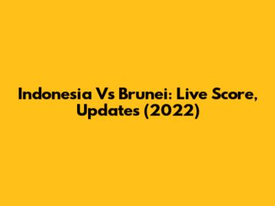 Indonesia Vs Brunei: Live Score, Updates (2022)