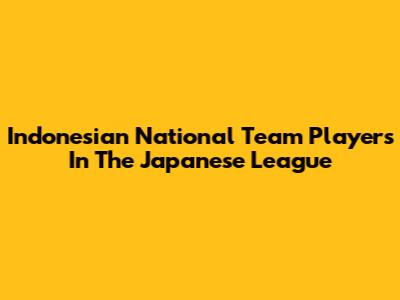 Indonesian National Team Players In The Japanese League