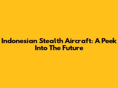 Indonesian Stealth Aircraft: A Peek Into The Future