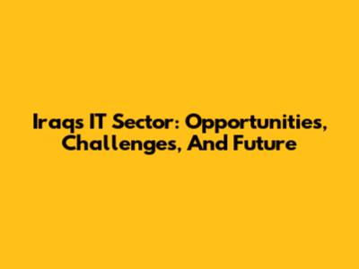 Iraq's IT Sector: Opportunities, Challenges, And Future