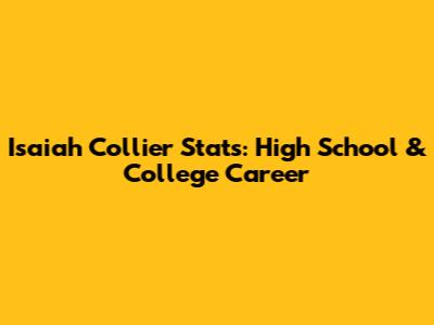 Isaiah Collier Stats: High School & College Career
