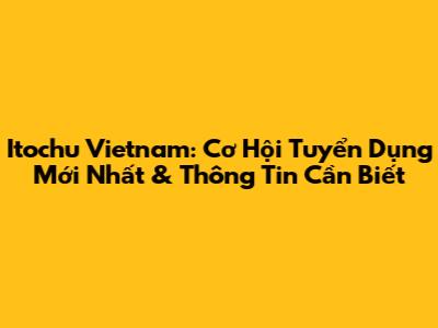 Itochu Vietnam: Cơ Hội Tuyển Dụng Mới Nhất & Thông Tin Cần Biết