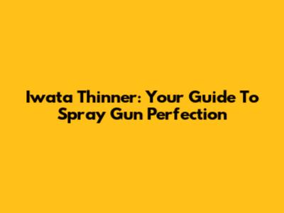 Iwata Thinner: Your Guide To Spray Gun Perfection