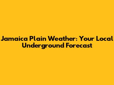 Jamaica Plain Weather: Your Local Underground Forecast
