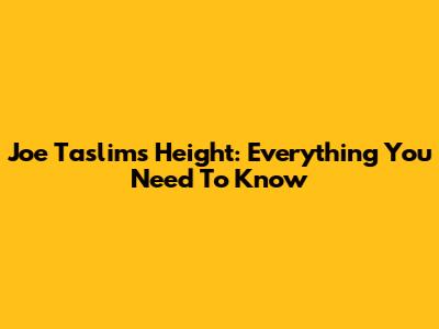 Joe Taslim's Height: Everything You Need To Know