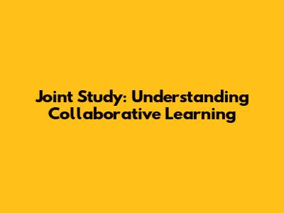 Joint Study: Understanding Collaborative Learning