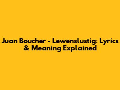 Juan Boucher - Lewenslustig: Lyrics & Meaning Explained
