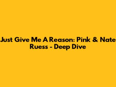Just Give Me A Reason: Pink & Nate Ruess - Deep Dive
