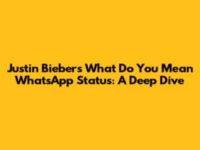 Justin Bieber's 'What Do You Mean' WhatsApp Status: A Deep Dive