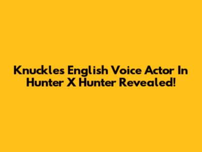 Knuckle's English Voice Actor In Hunter X Hunter Revealed!