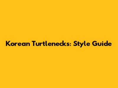 Korean Turtlenecks: Style Guide