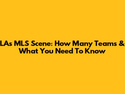 LA's MLS Scene: How Many Teams & What You Need To Know