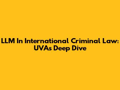 LLM In International Criminal Law: UVA's Deep Dive