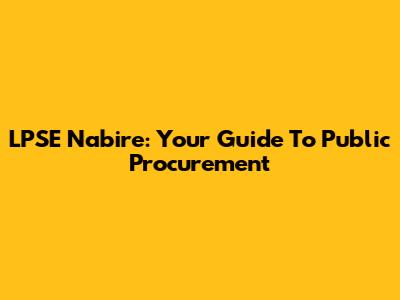 LPSE Nabire: Your Guide To Public Procurement