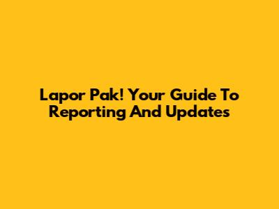 Lapor Pak! Your Guide To Reporting And Updates