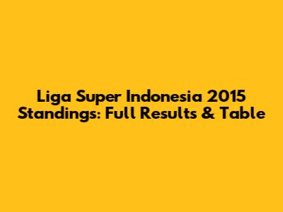 Liga Super Indonesia 2015 Standings: Full Results & Table