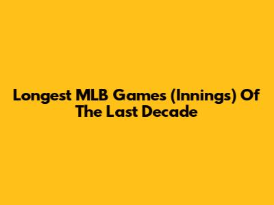 Longest MLB Games (Innings) Of The Last Decade