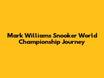 Mark Williams' Snooker World Championship Journey