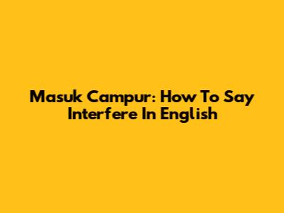 Masuk Campur: How To Say "Interfere" In English