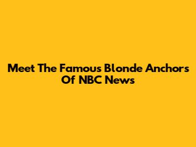 Meet The Famous Blonde Anchors Of NBC News