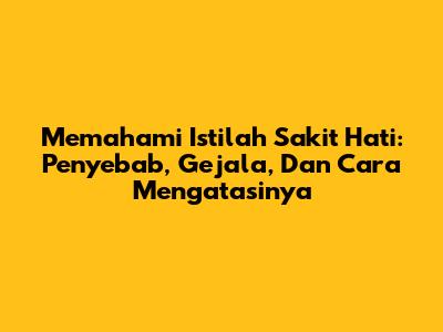 Memahami Istilah Sakit Hati: Penyebab, Gejala, Dan Cara Mengatasinya