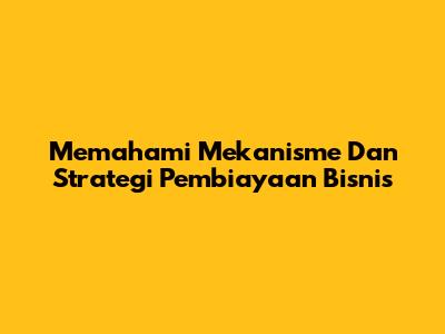 Memahami Mekanisme Dan Strategi Pembiayaan Bisnis