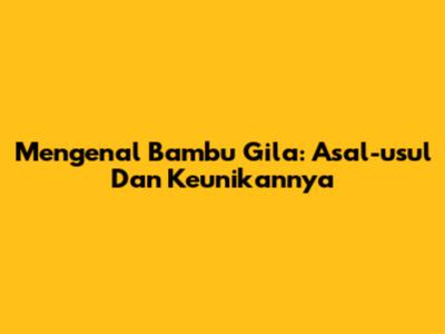 Mengenal Bambu Gila: Asal-usul Dan Keunikannya