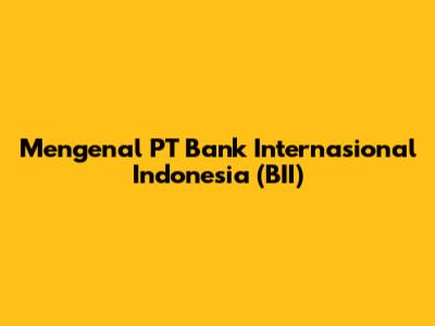 Mengenal PT Bank Internasional Indonesia (BII)