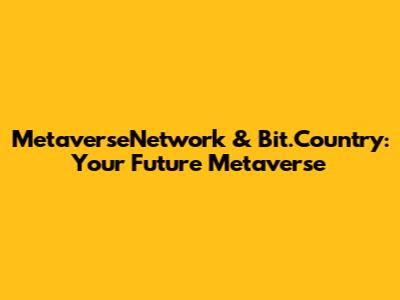 MetaverseNetwork & Bit.Country: Your Future Metaverse