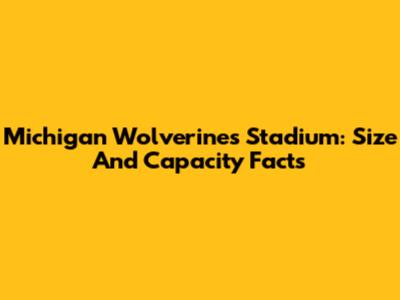 Michigan Wolverines Stadium: Size And Capacity Facts