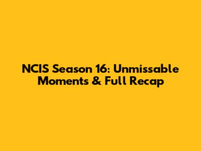 NCIS Season 16: Unmissable Moments & Full Recap
