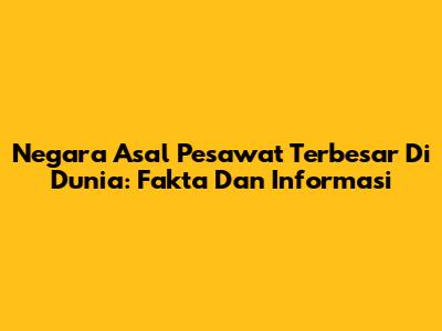 Negara Asal Pesawat Terbesar Di Dunia: Fakta Dan Informasi