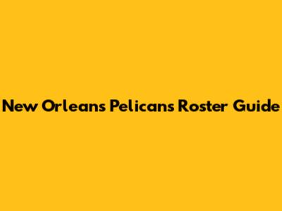 New Orleans Pelicans Roster Guide
